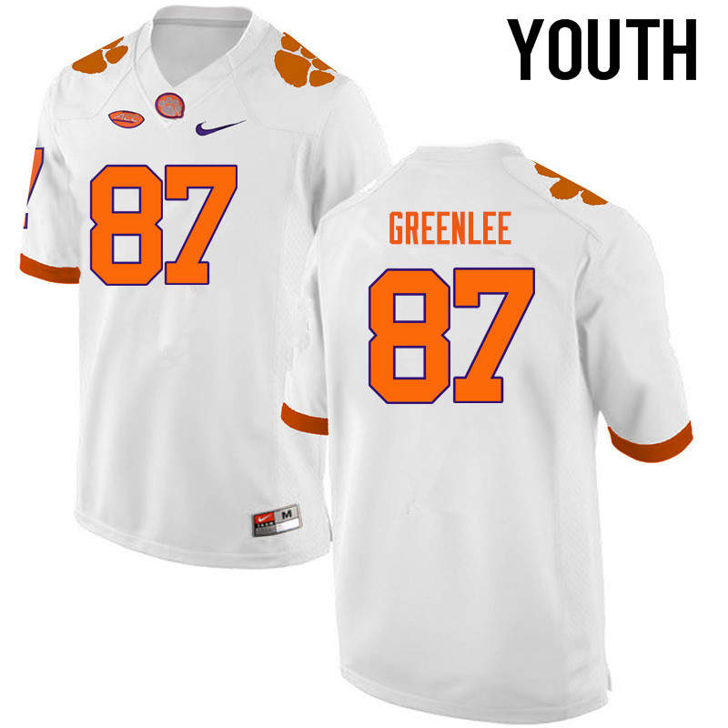 Youth Clemson Tigers #87 D.J. Greenlee College Football Jerseys-White